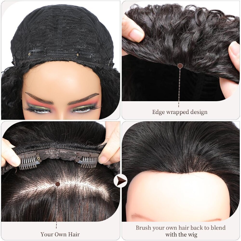 Long Curly Synthetic Half Wig 26 Inch, Glueless, 3 Style Options, Natural Look - Picture 5 of 6